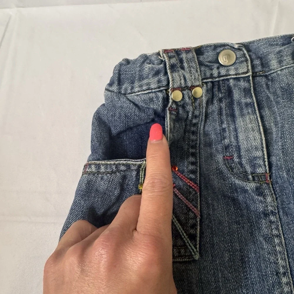 Vintage Gymboree Girls Denim Skirt With‎ Rhinestone Pockets Girls Size 6